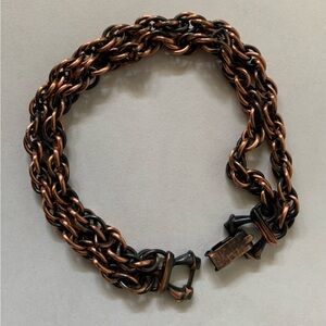 New vintage copper thick double link double chain bracelet